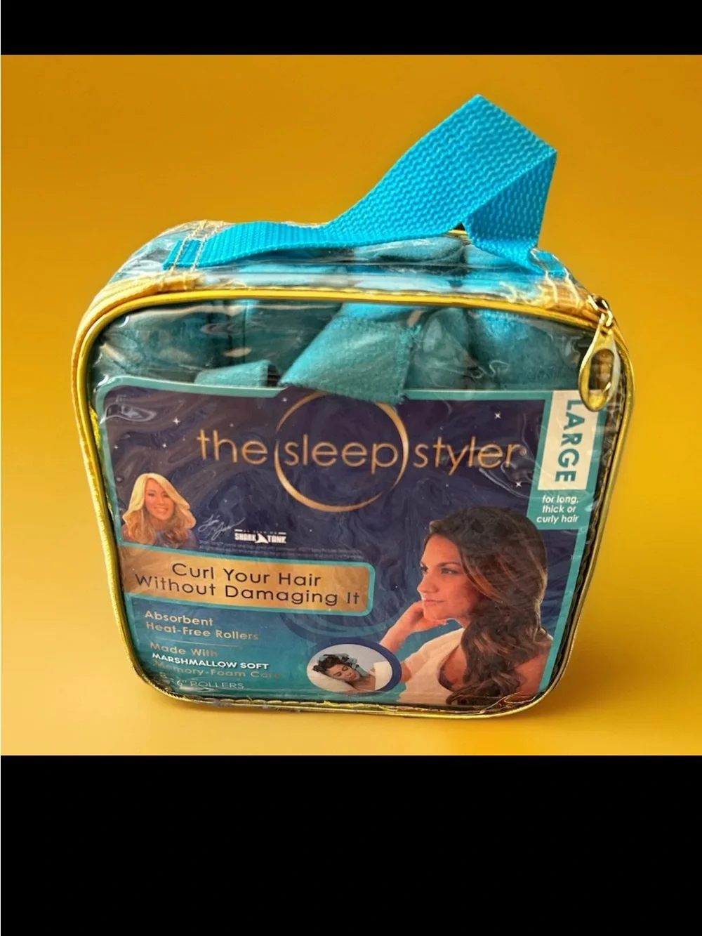The Sleep Styler Large Heat-Free Hair Rollers 6in Blue, 8-Pack Memory Foam